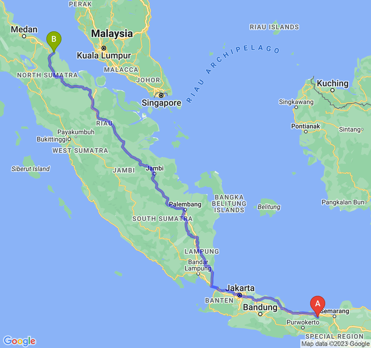 perjalanan dengan rute Kab. Batang-Kota Tanjung Balai