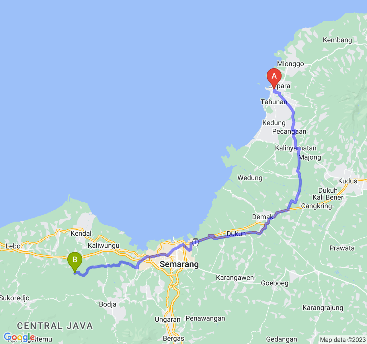 perjalanan dengan rute Kab. Jepara-Kab. Kendal