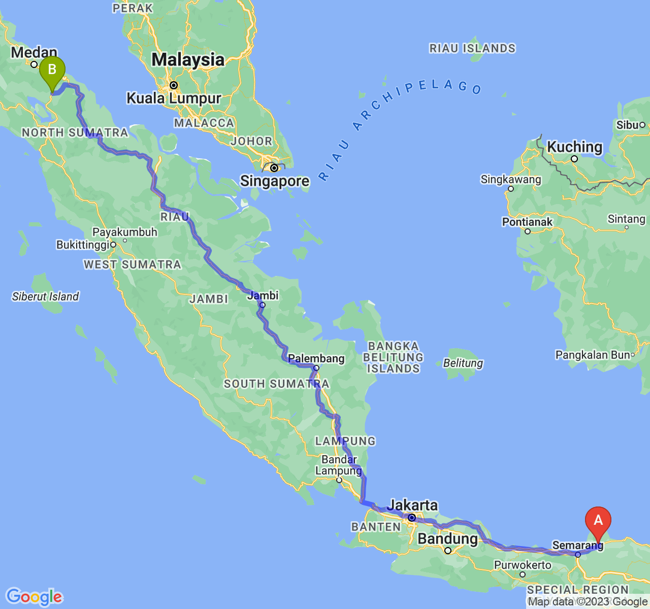 perjalanan dengan rute Kab. Kudus-Kota Pematangsiantar