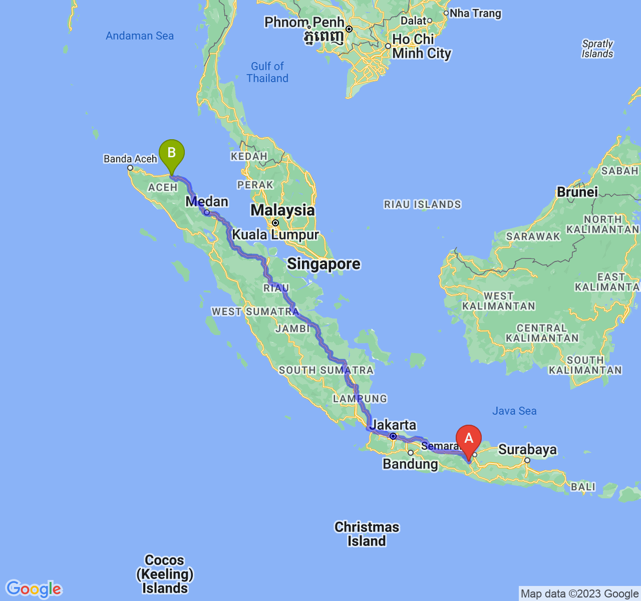 perjalanan dengan rute Kab. Temanggung-Kota Lhokseumawe