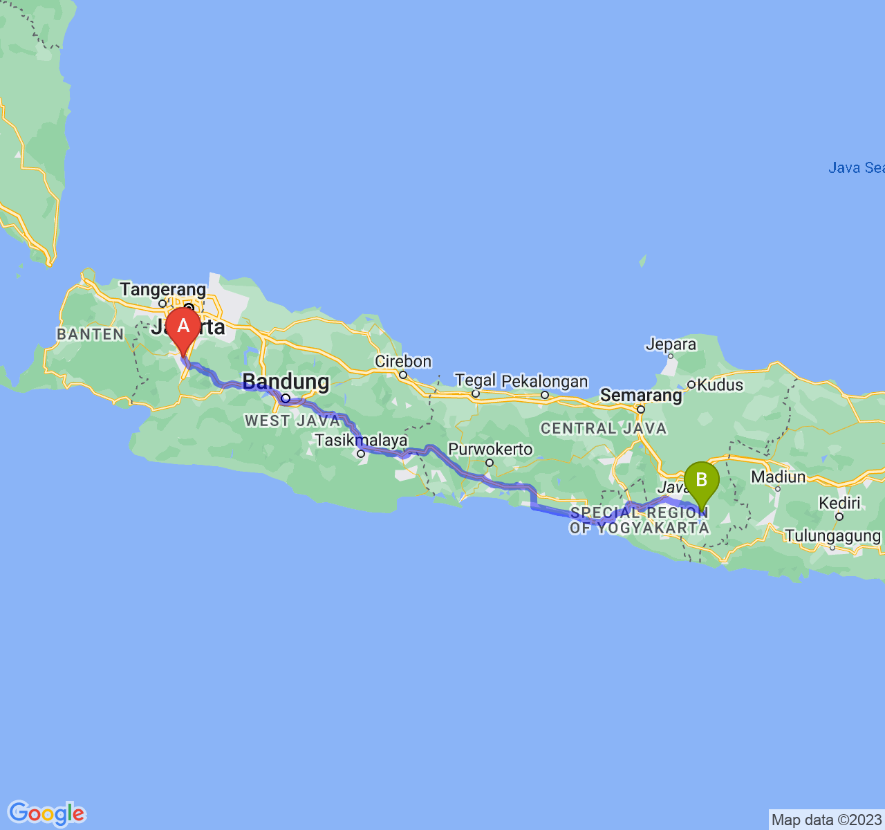 perjalanan dengan rute Kota Bogor-Kab. Wonogiri