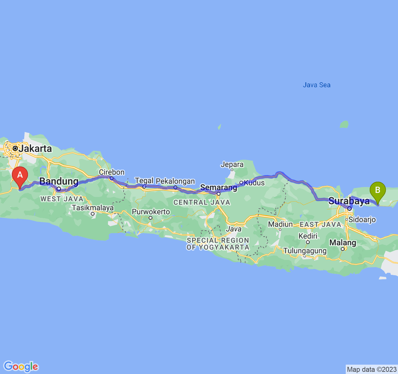 perjalanan dengan rute Kota Sukabumi-Kab. Sampang