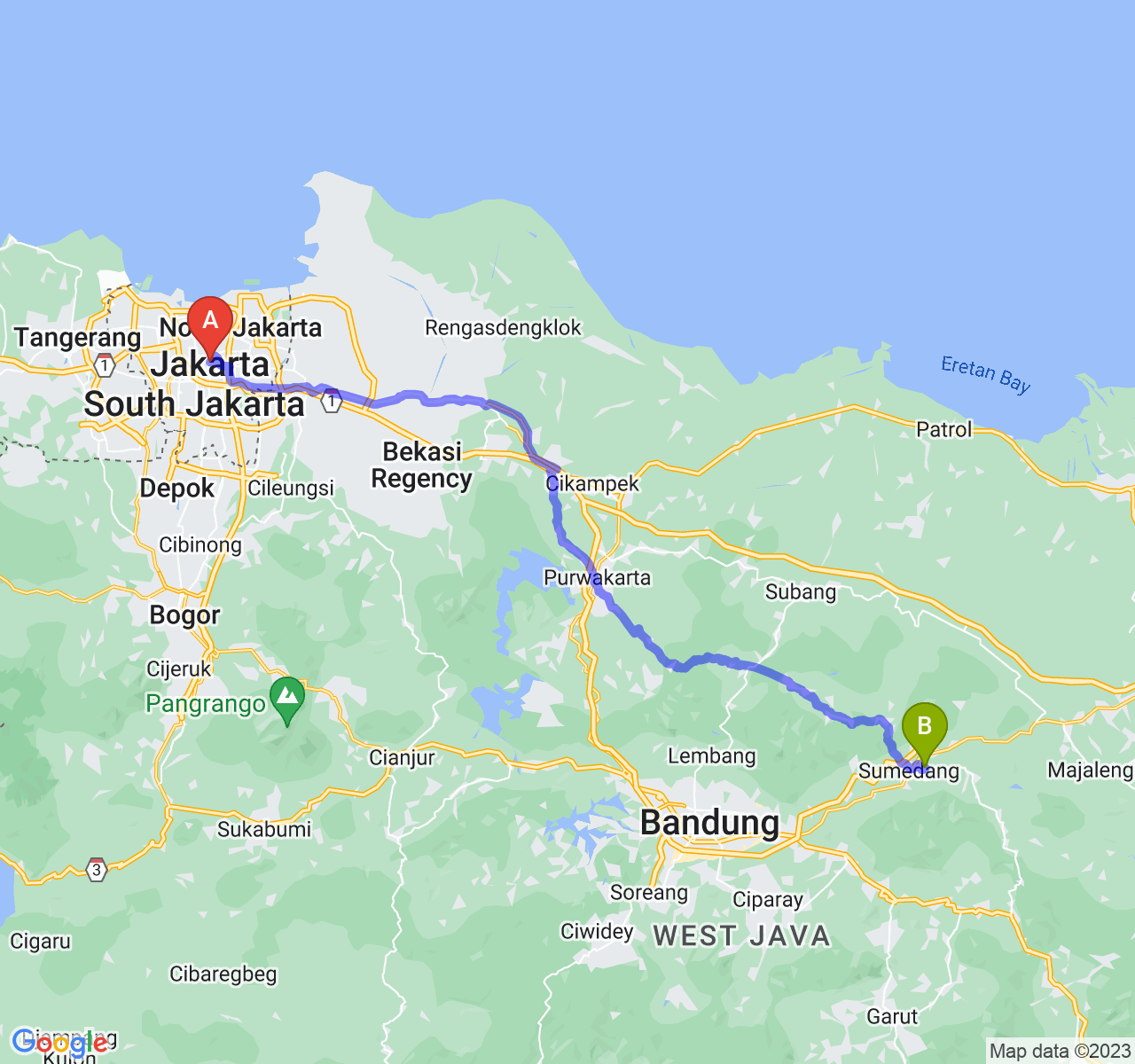 rute perjalanan Jakarta-Kab. Sumedang