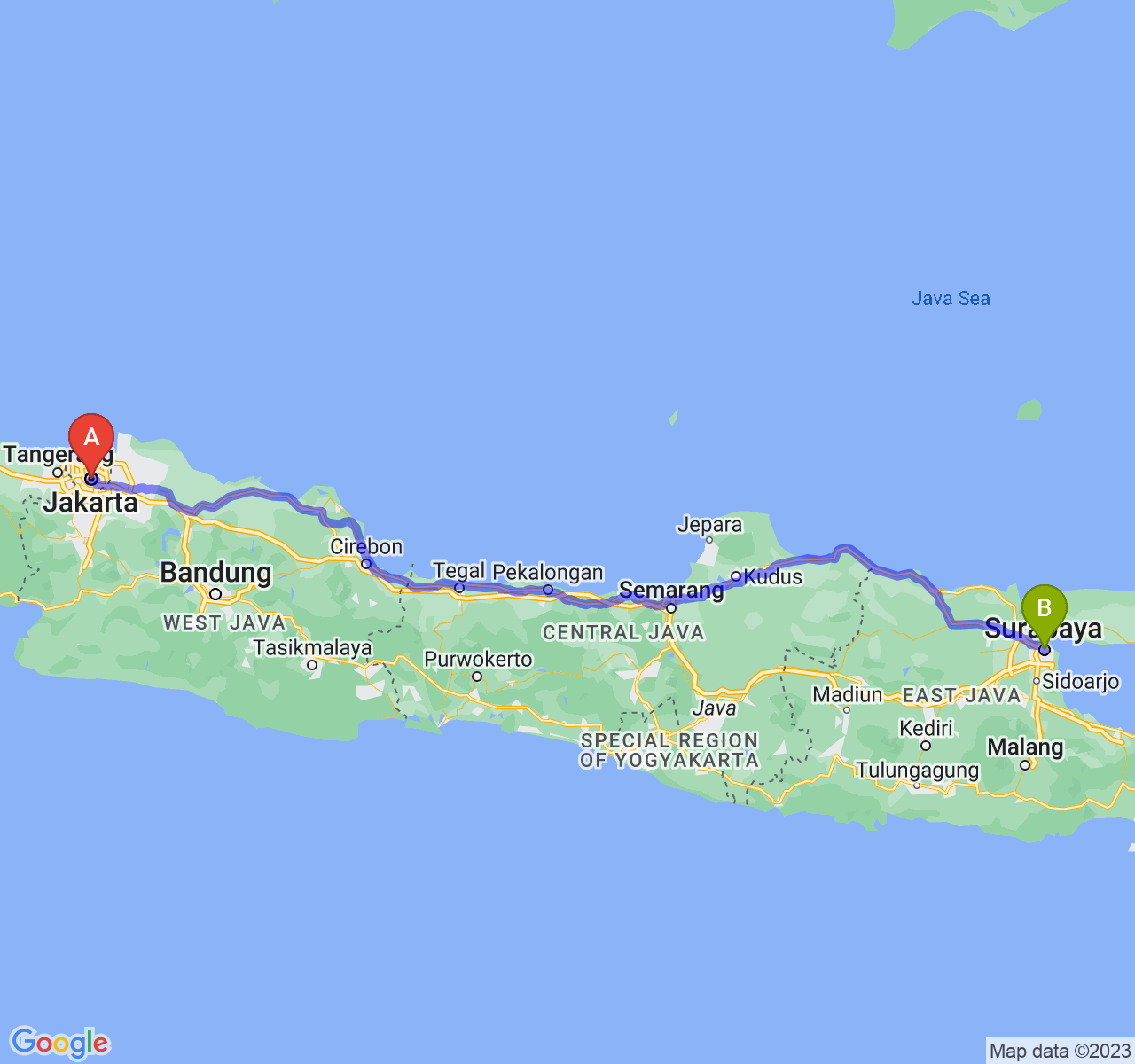 Ini Jarak dan Durasi Perjalanan dari Jakarta ke Kota Surabaya Navi.id