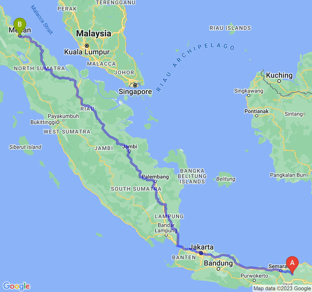 rute perjalanan Kab. Grobogan-Kota Medan