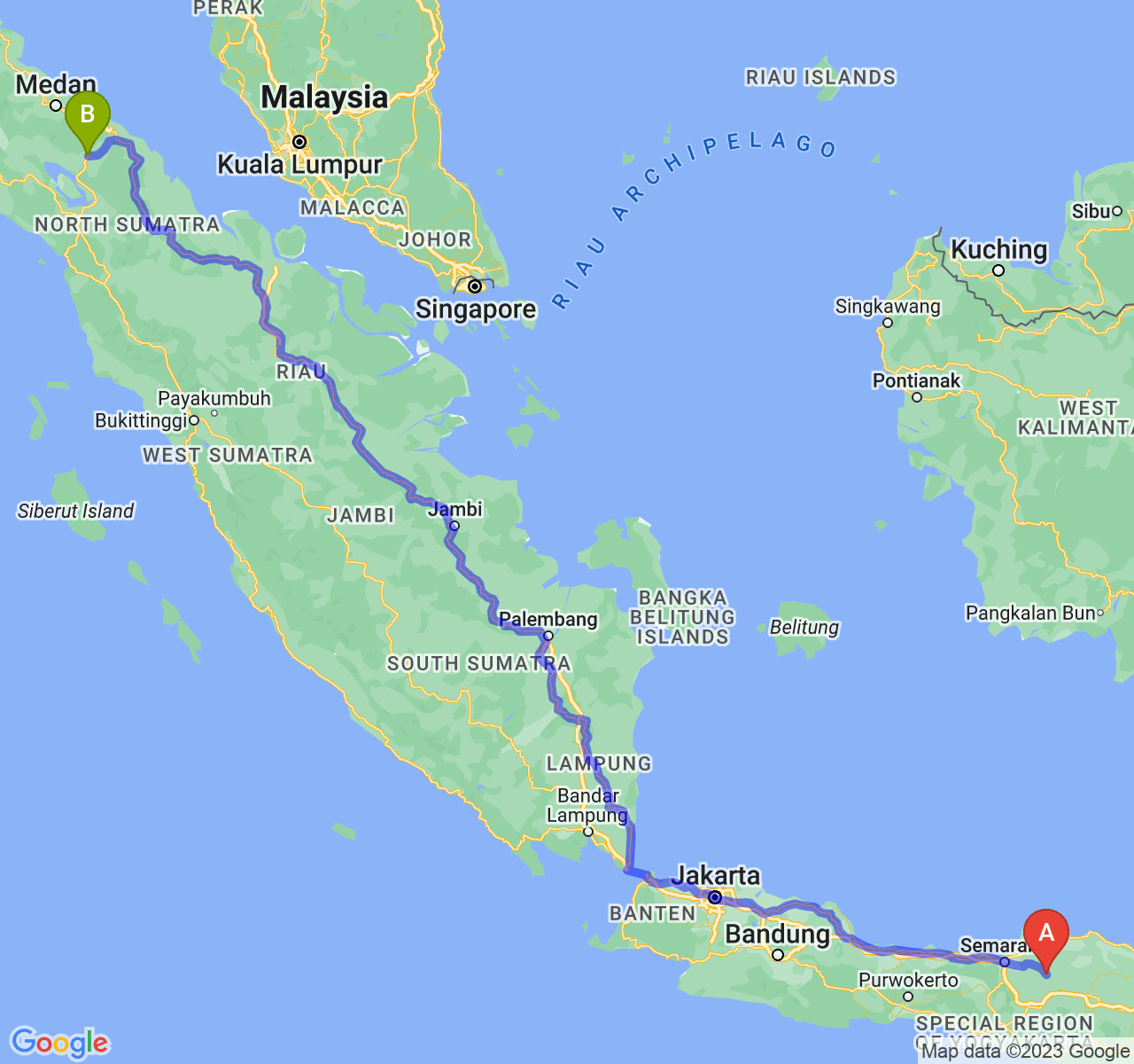 rute perjalanan Kab. Grobogan-Kota Pematangsiantar