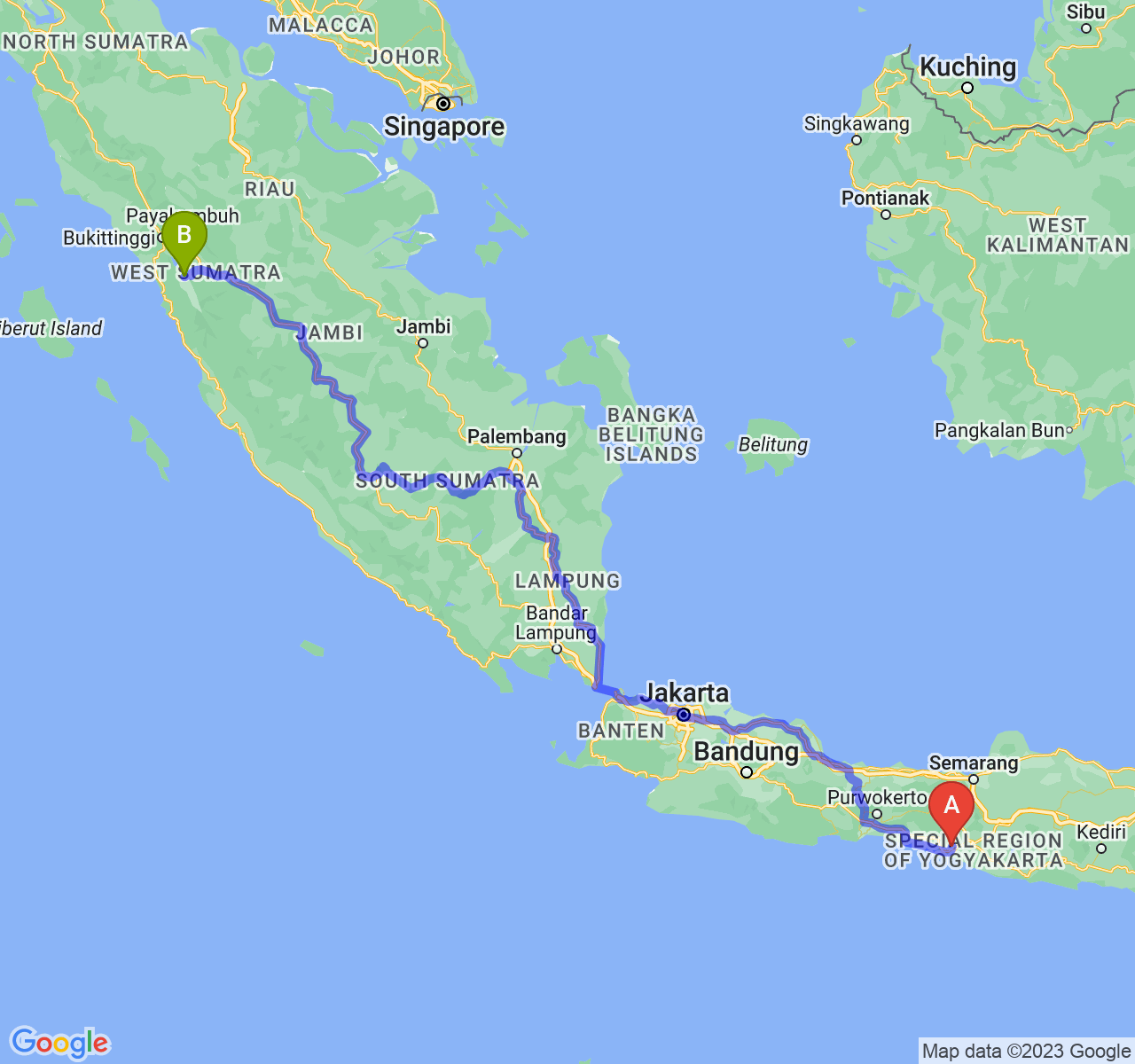 rute perjalanan Kab. Kulon Progo-Kota Solok