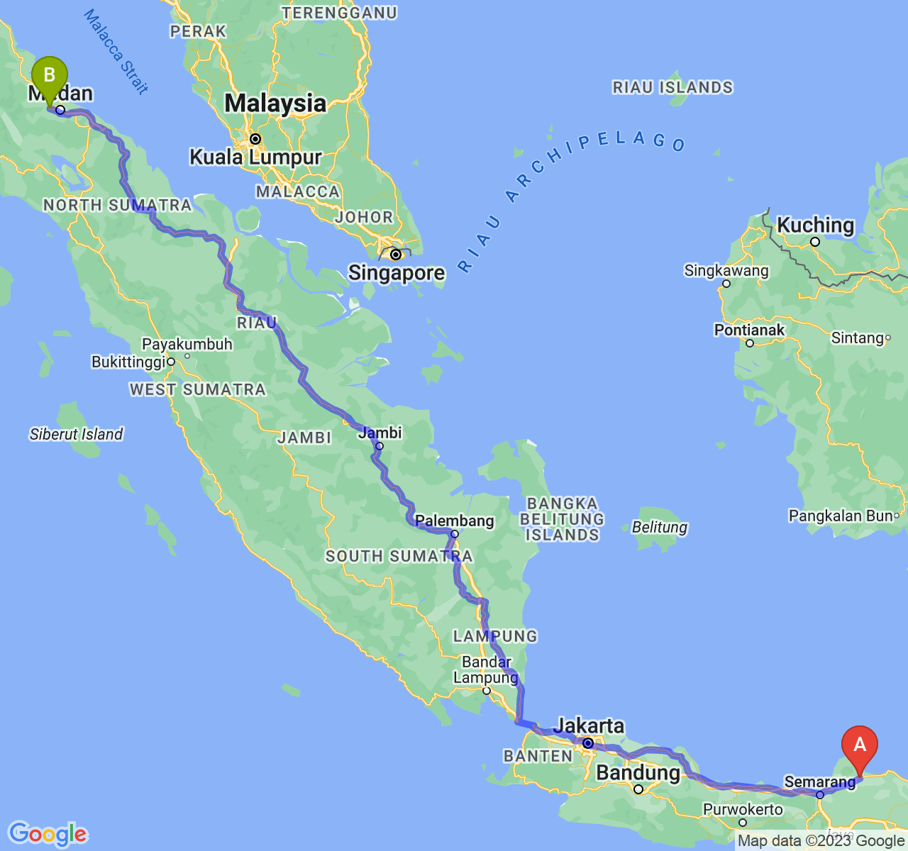 rute perjalanan Kab. Pati-Kota Binjai