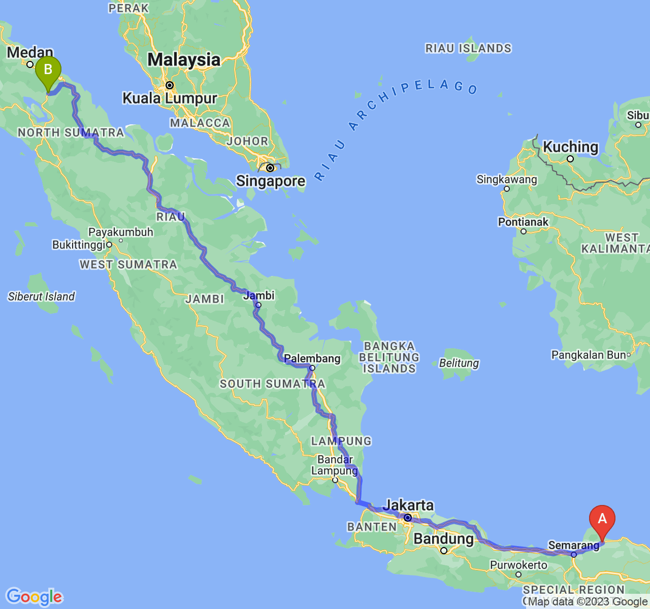 rute perjalanan Kab. Pati-Kota Pematangsiantar