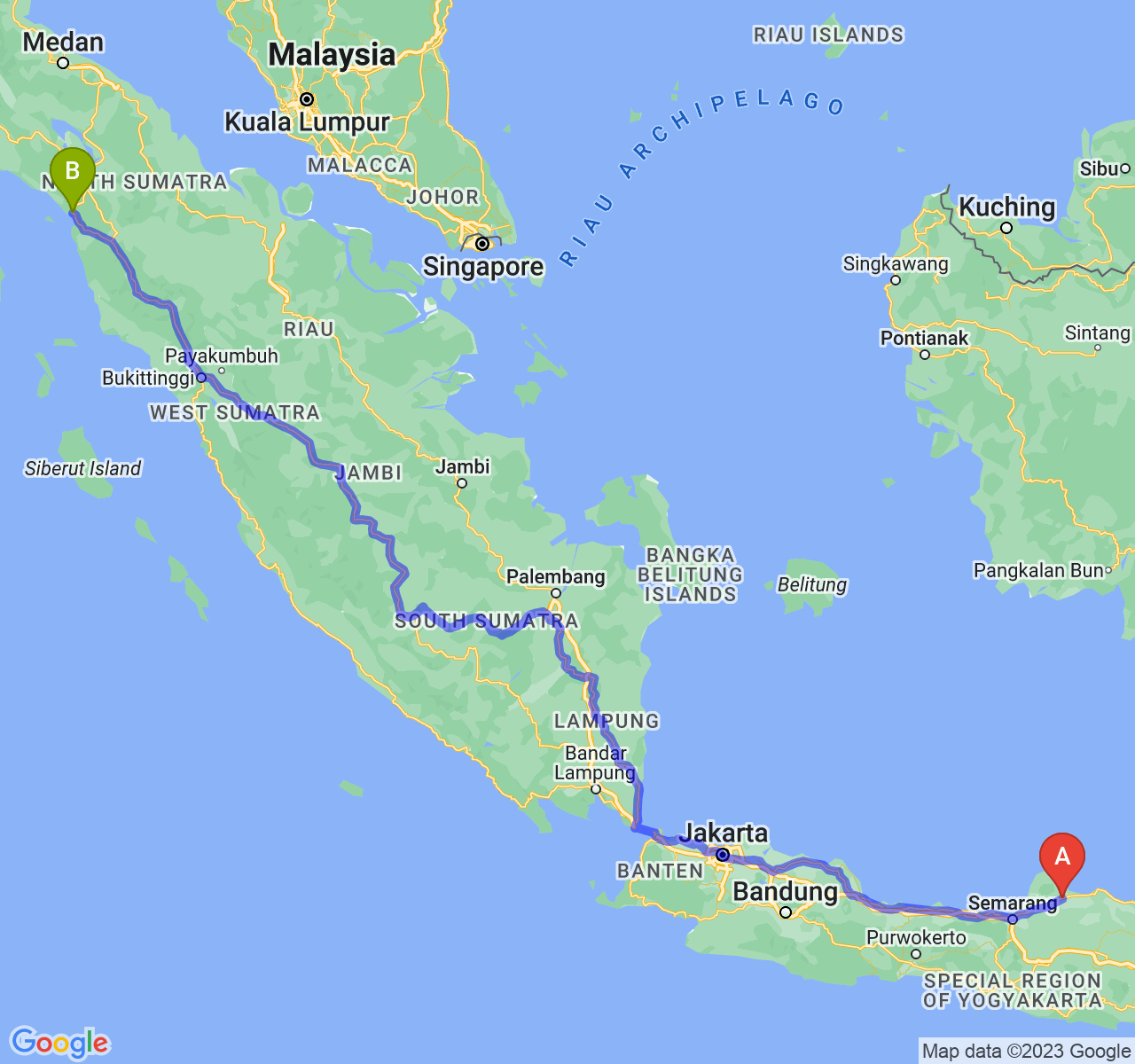 rute perjalanan Kab. Pati-Kota Sibolga