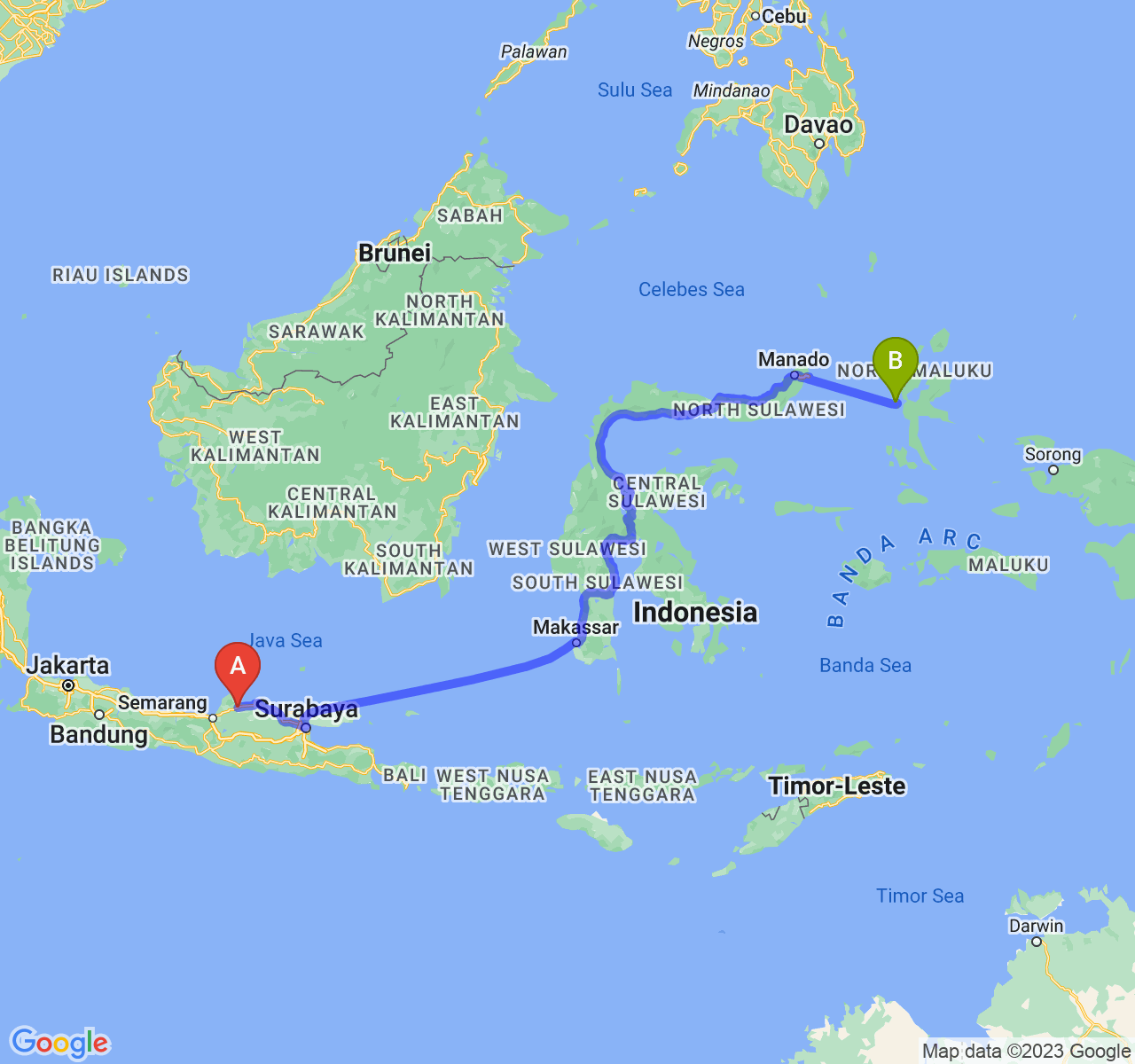 rute perjalanan Kab. Pati-Kota Ternate