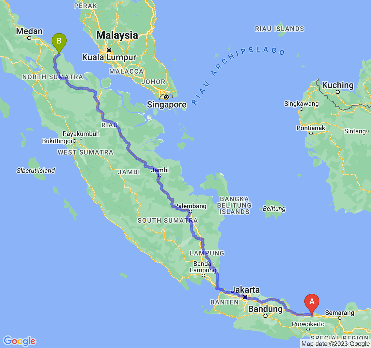 rute perjalanan Kab. Pemalang-Kota Tanjung Balai