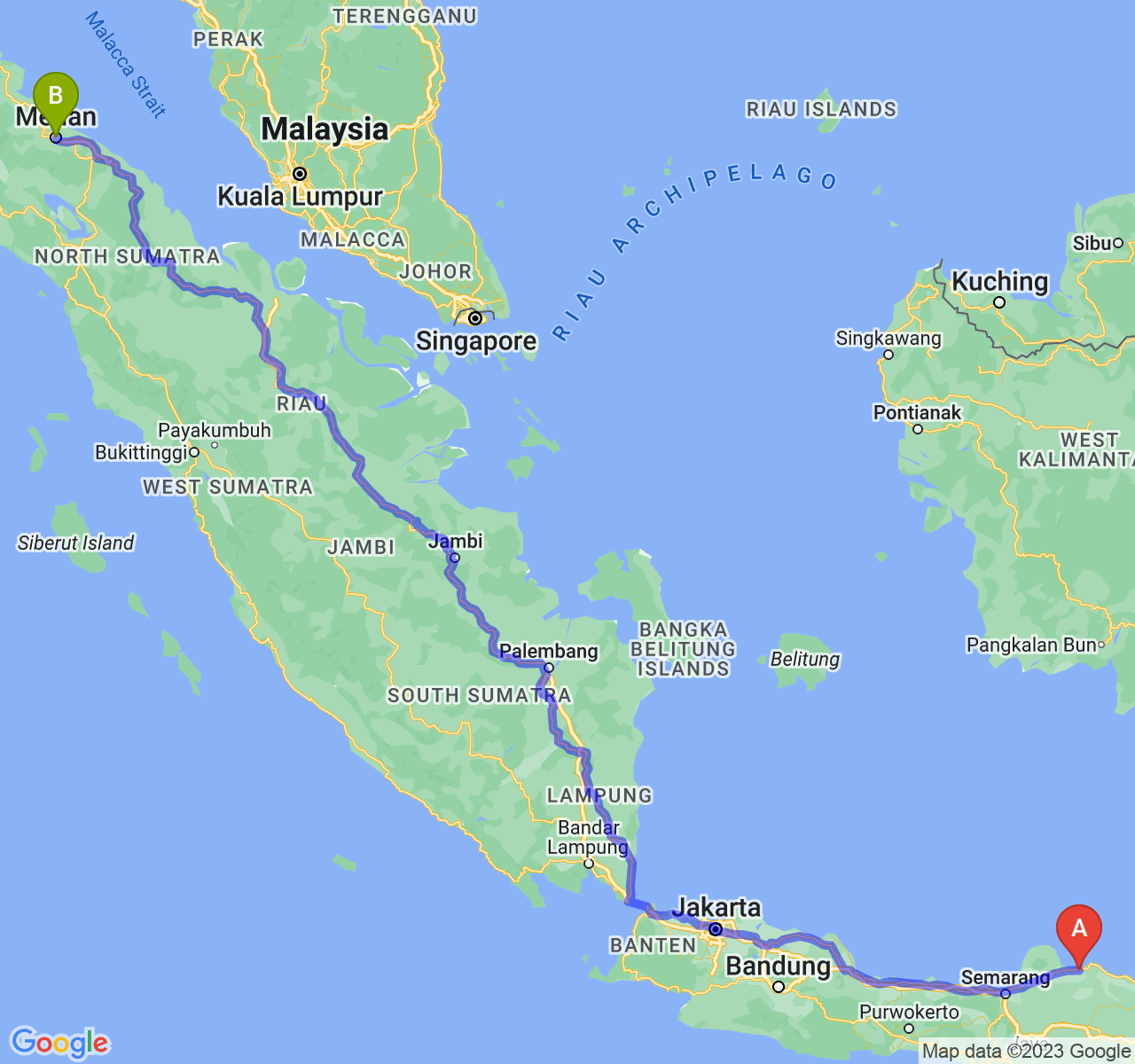 rute perjalanan Kab. Rembang-Kota Medan