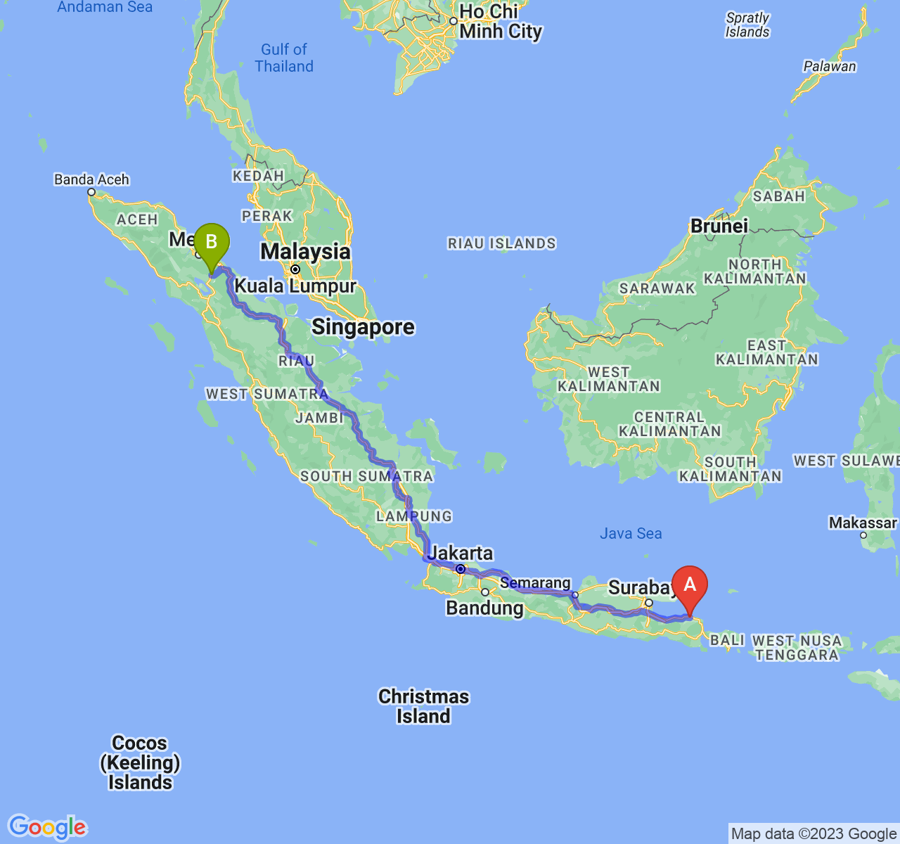 rute perjalanan Kab. Situbondo-Kota Pematangsiantar