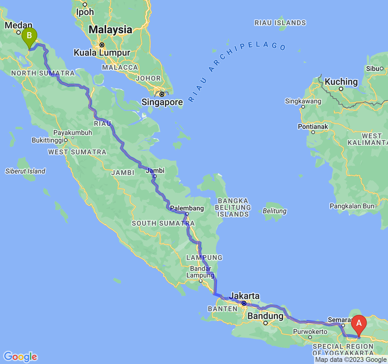 rute perjalanan Kab. Sragen-Kota Pematangsiantar