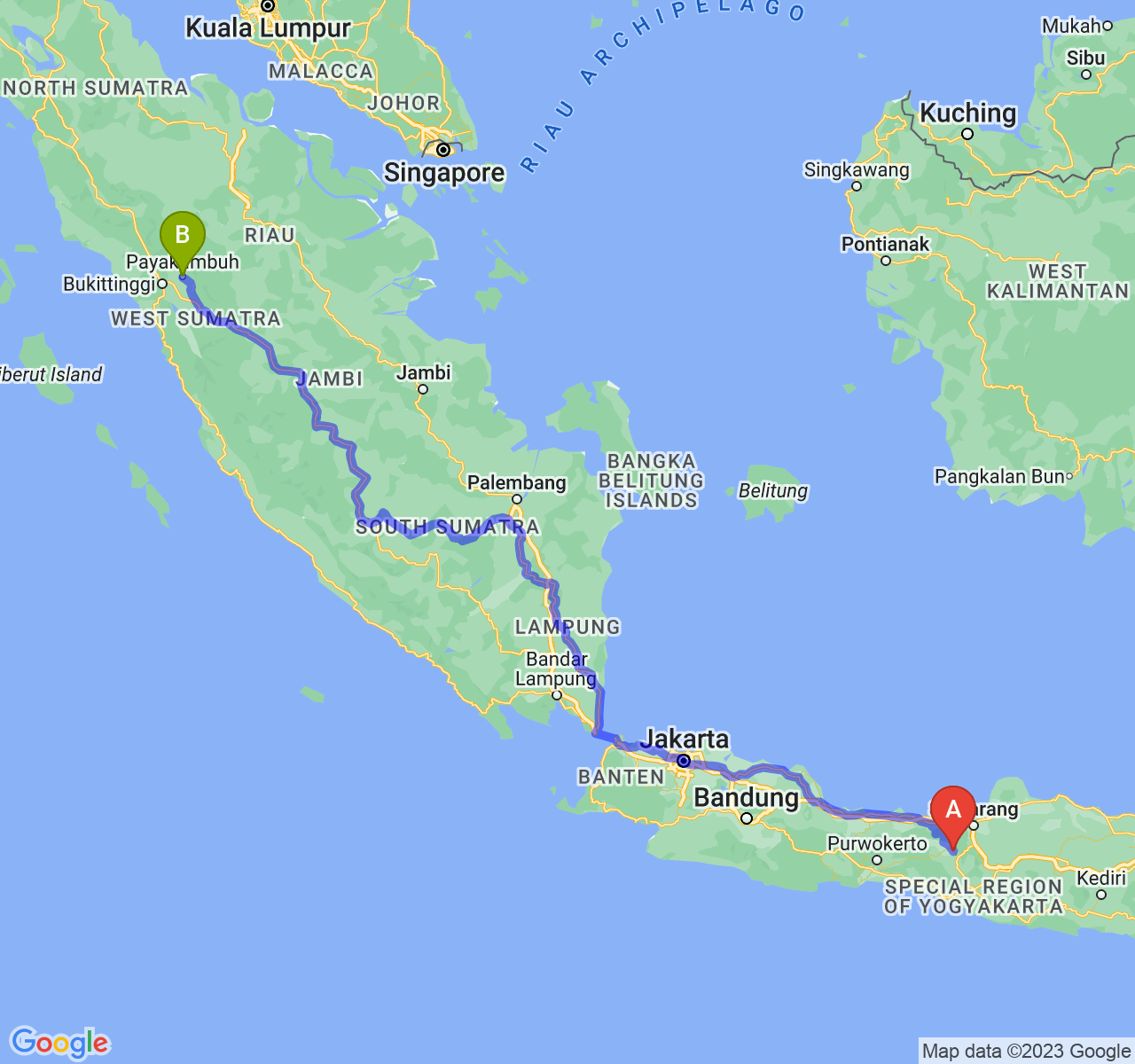 rute perjalanan Kab. Temanggung-Kota Payakumbuh