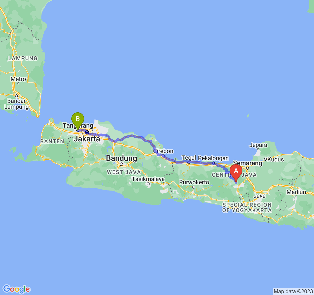 rute perjalanan Kab. Temanggung-Kota Tangerang