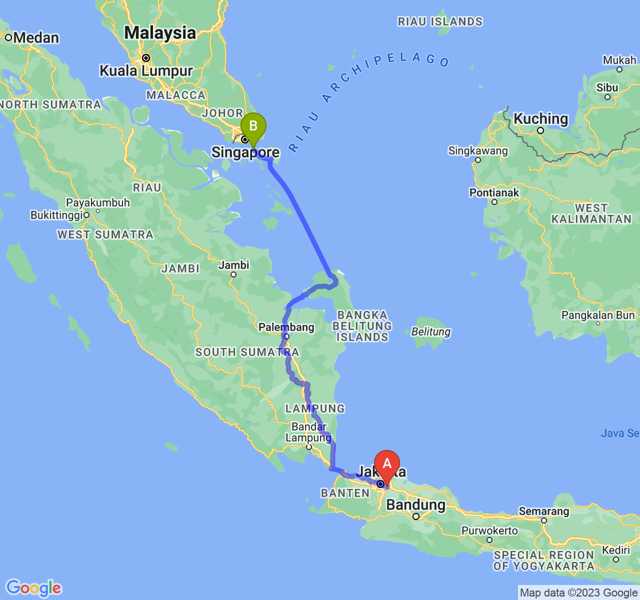 rute perjalanan Kota Bekasi-Kota Batam