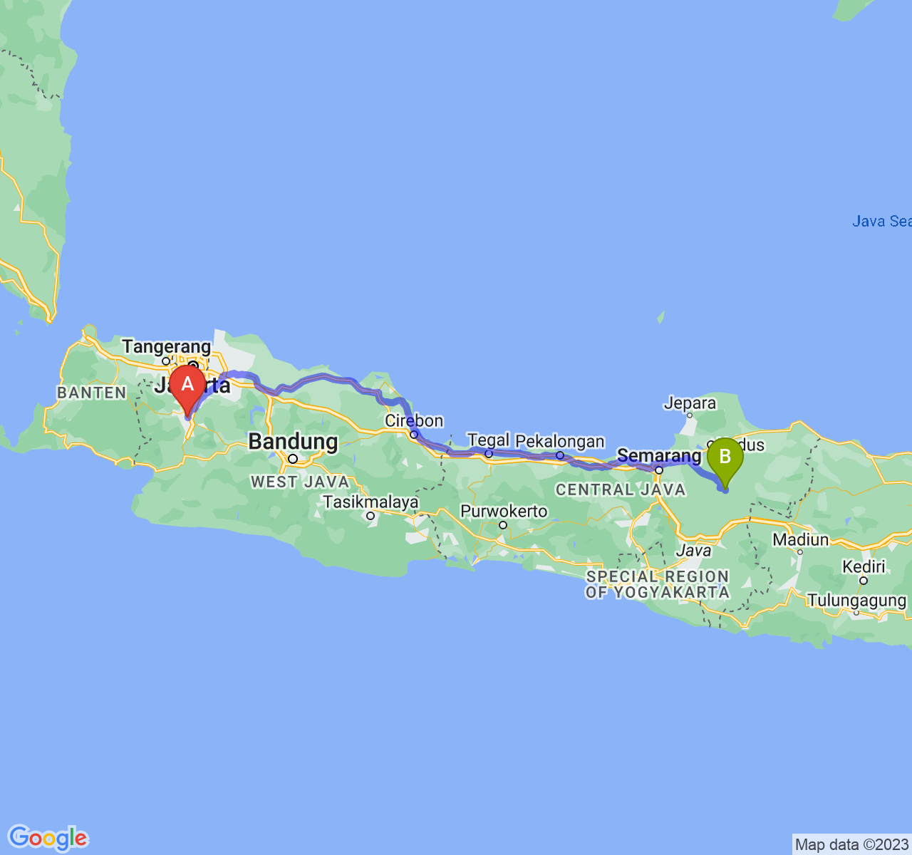 rute perjalanan Kota Bogor-Kab. Grobogan