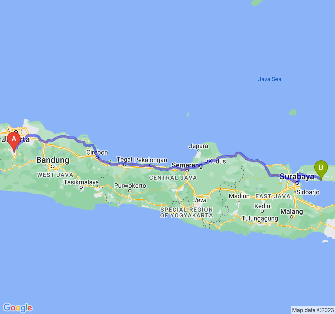 rute perjalanan Kota Bogor-Kab. Sampang