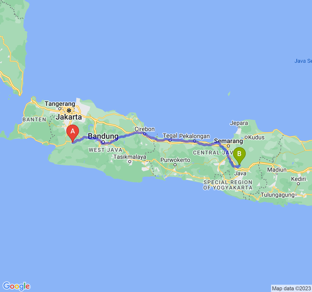 rute perjalanan Kota Sukabumi-Kab. Boyolali