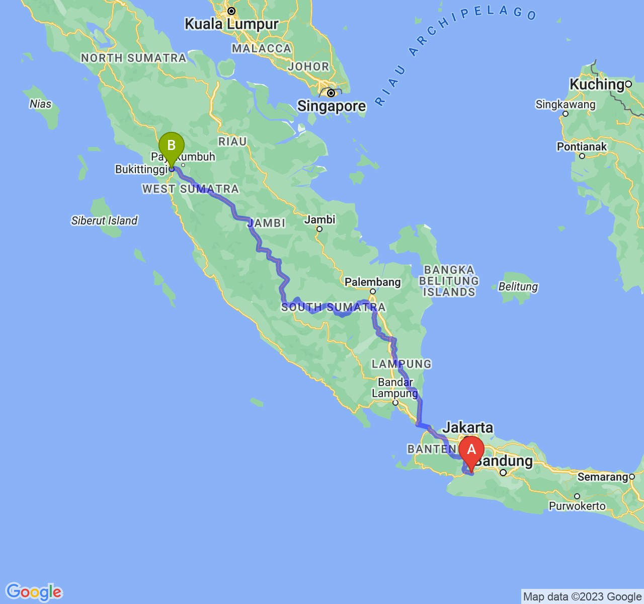 rute perjalanan Kota Sukabumi-Kota Bukittinggi