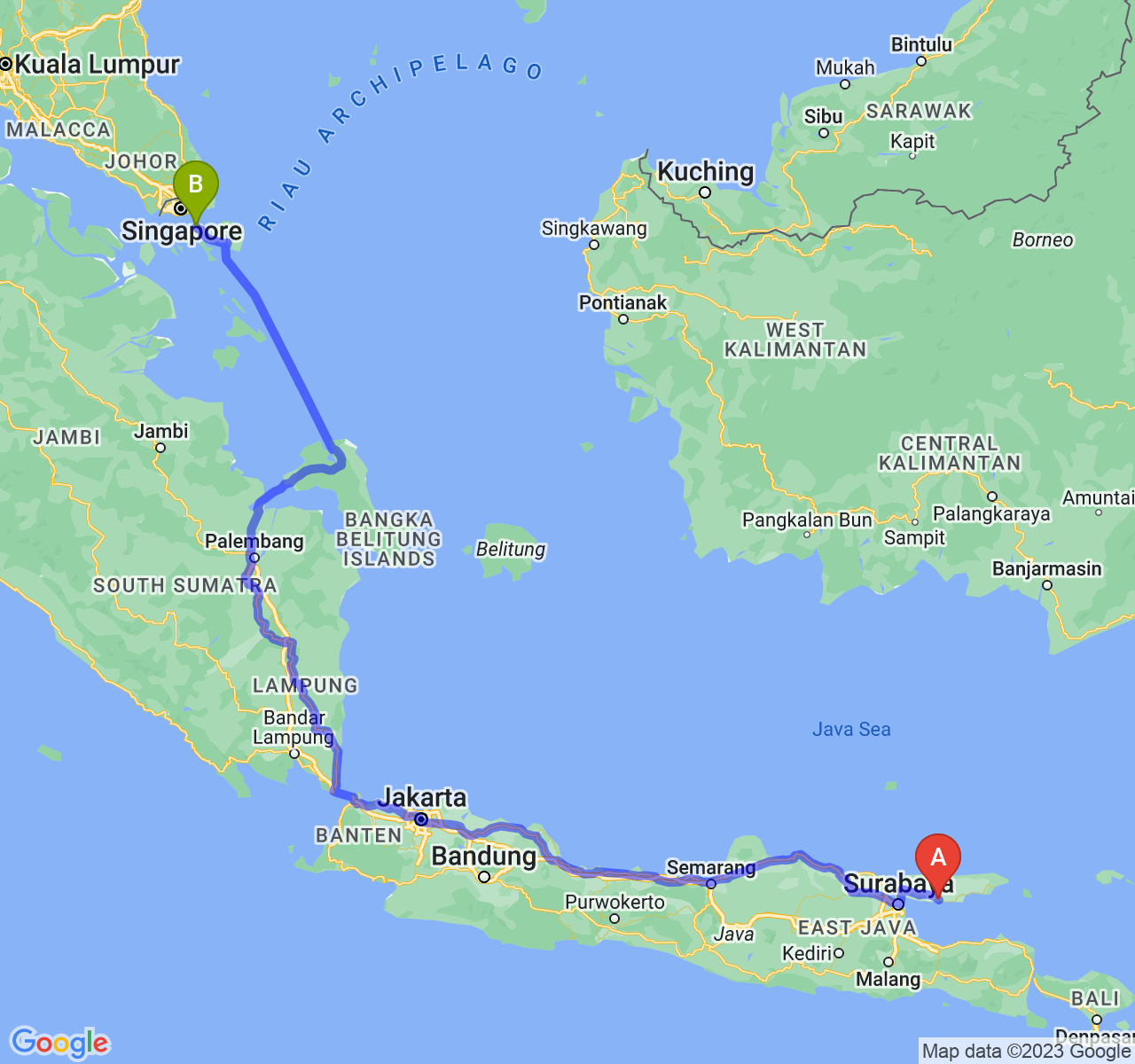 perjalanan dengan rute Kab. Sampang-Kota Batam